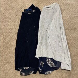 Apt 9 Women’s Bundle of 2 Crewneck Blouse Sweaters Navy/Gray